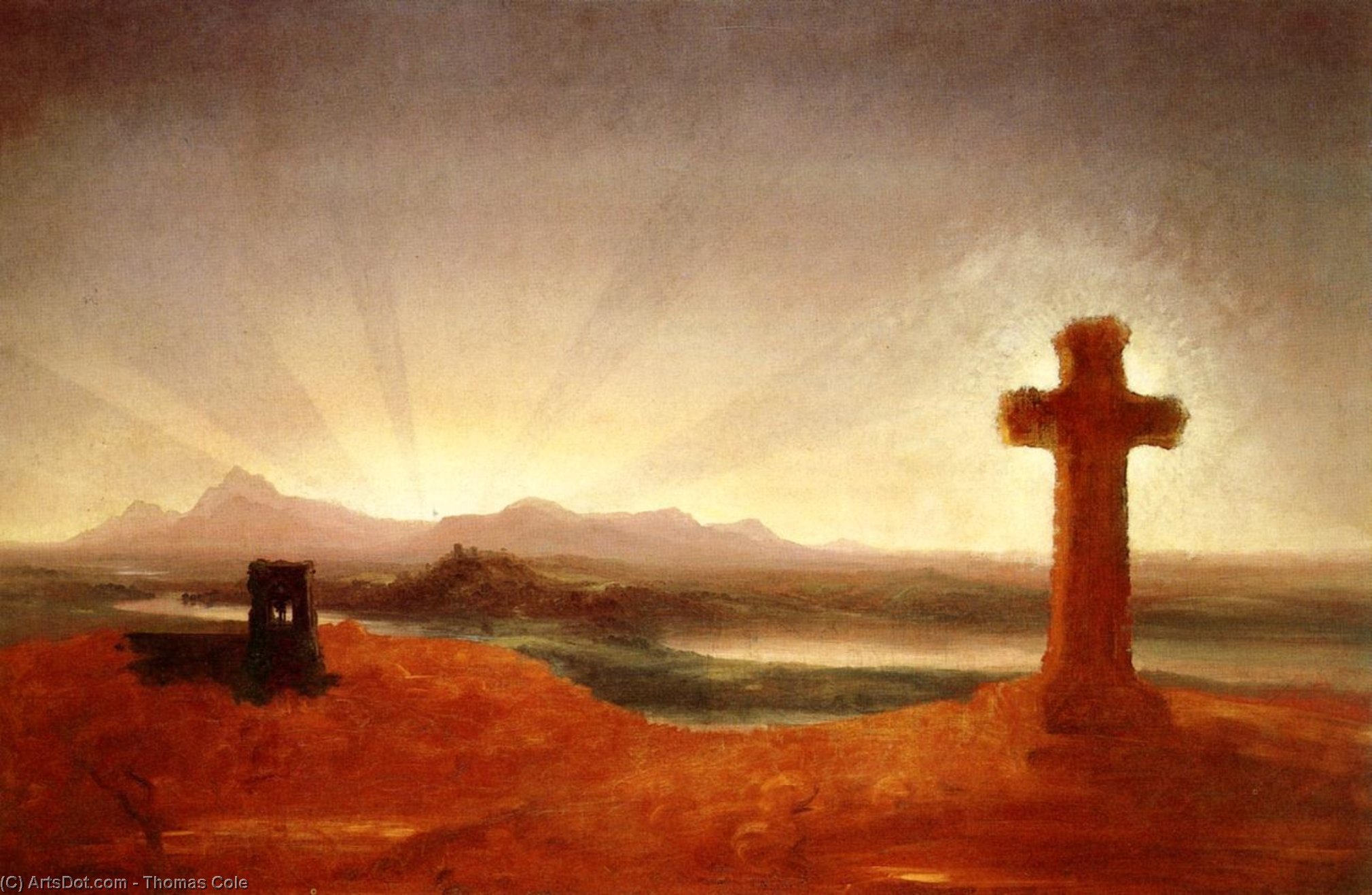 Cross At Sunset — Томас Коул