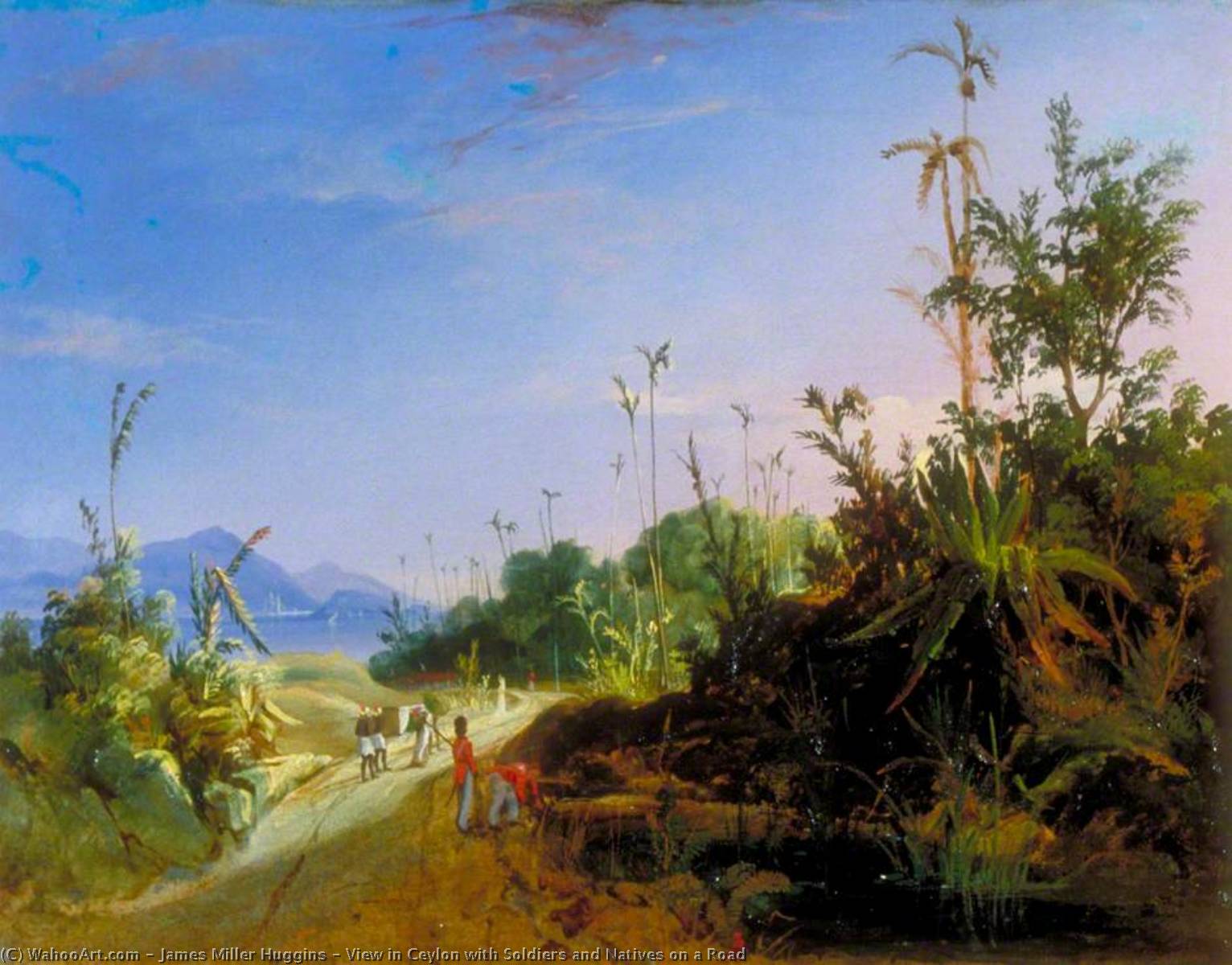 View In Ceylon With Soldiers And Natives On A Road — James Miller Huggins