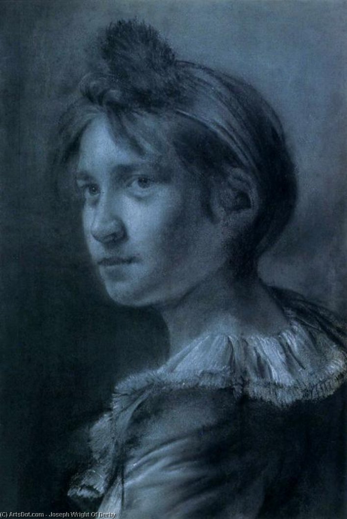 Study Of A Young Girl In A Turban And Frilled Collar — Joseph Wright Of Derby