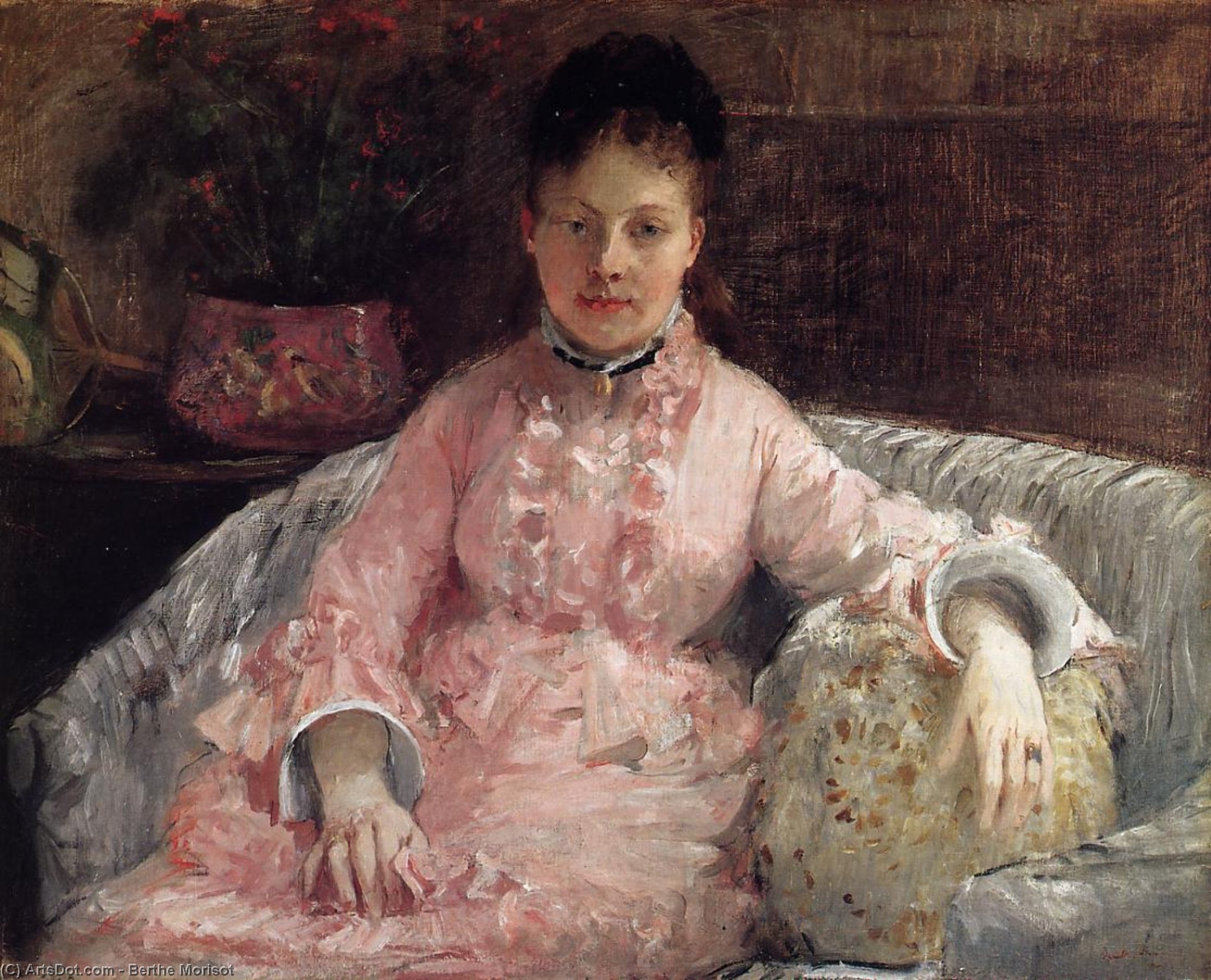 Portrait Of A Woman In A Pink Dress — Berthe Morisot