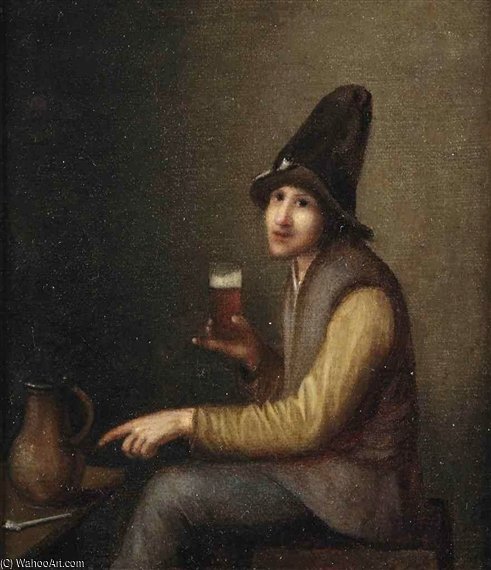 A Young Man Holding A Glass Of Beer, A Pipe And A Jug On A Table — Pieter Harmansz Verelst