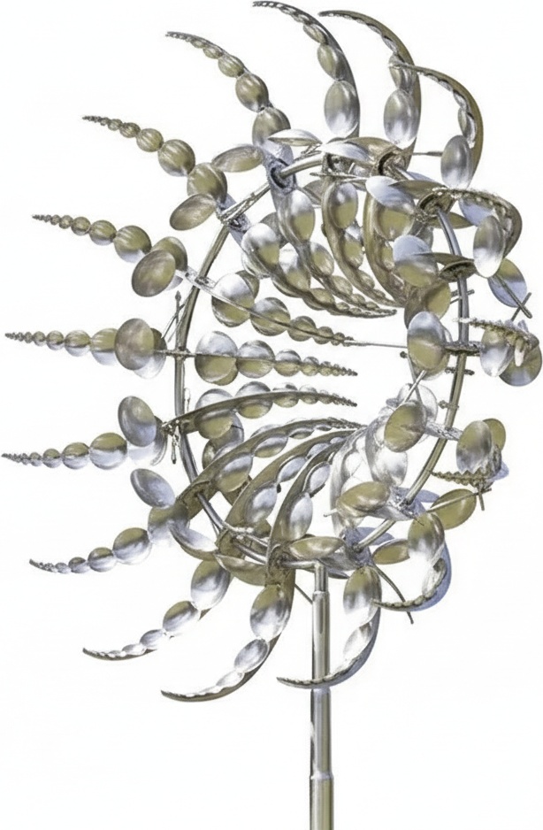 Stainless Steel Kinetic Flower Sculpture - Modern Garden Art