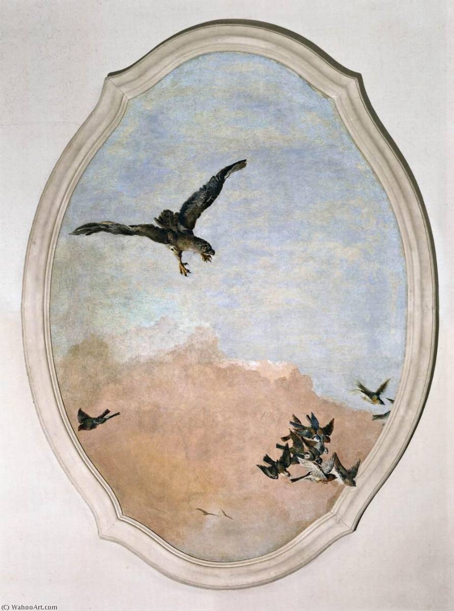 Falcon Pursuing A Flock Of Finches — Giandomenico Tiepolo