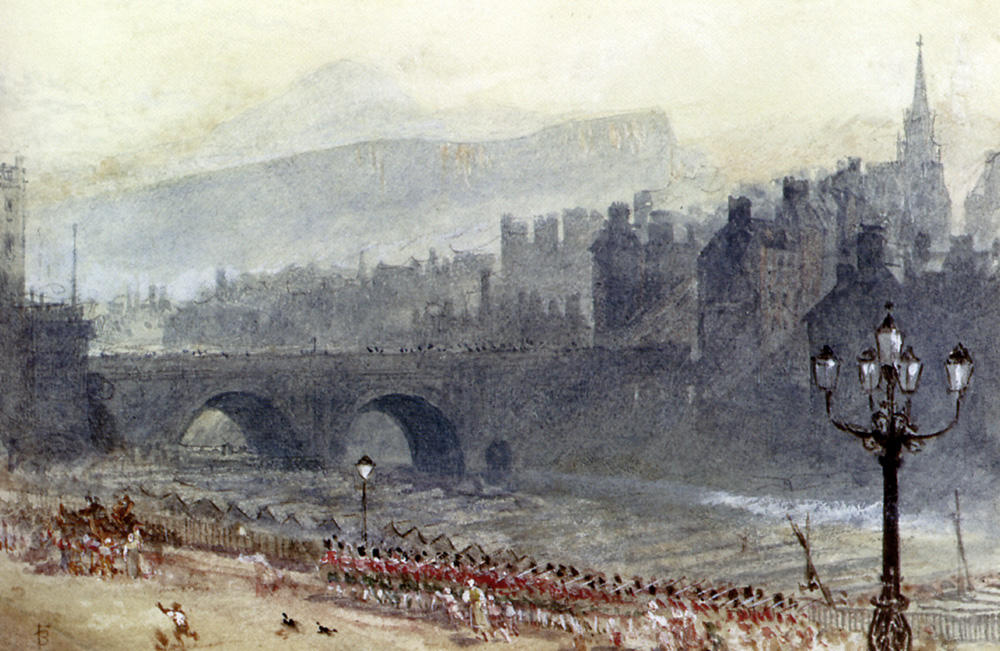 A View Of Old Town And Waverley Bridge, From Prince's Street, Edinburgh — Myles Birket Foster