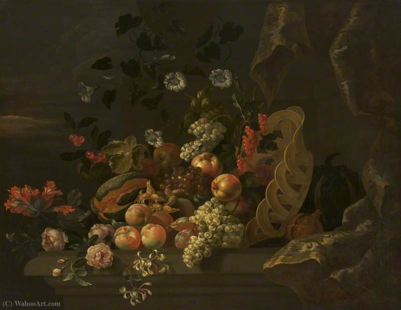 Still Life With A Basket Of Fruit And Flowers — Tobias Stranover