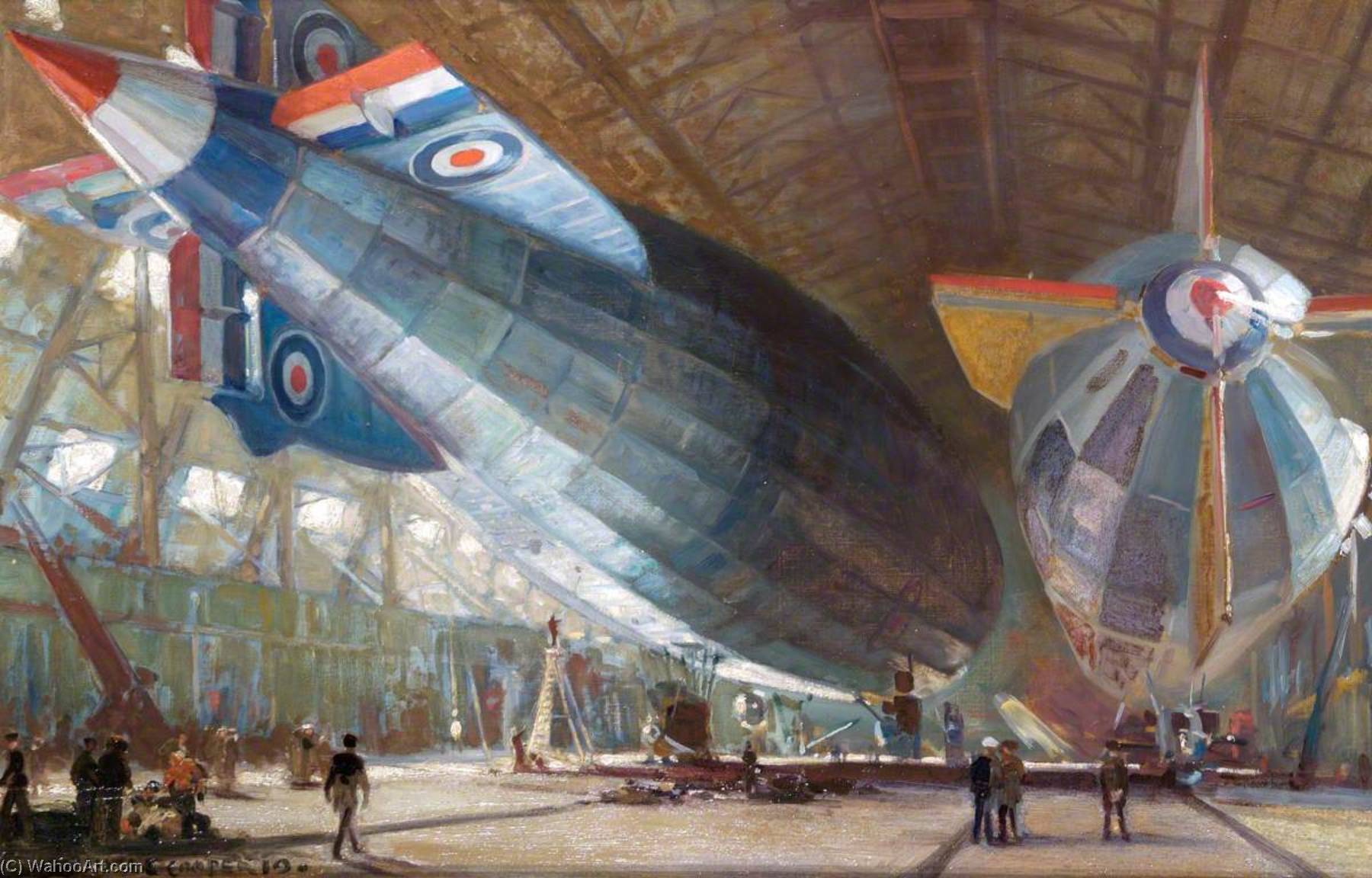 R.34 And R.29 In The Shed At East Fortune — Alfred Egerton Cooper