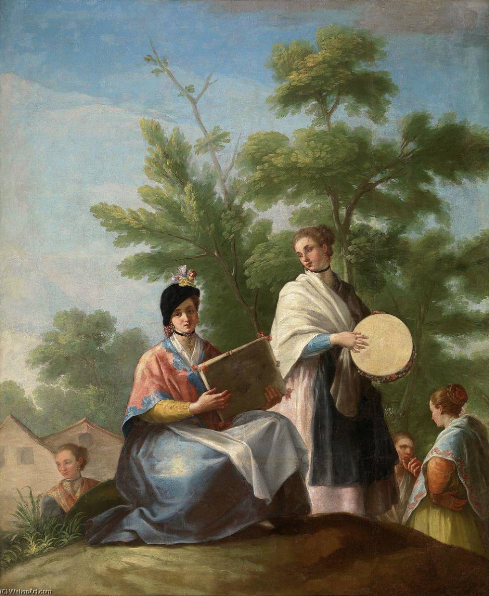 Girls Playing The Tambourine — Ramon Bayeu Y Subias