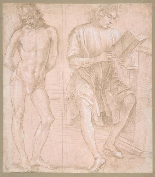 Standing Youth With Hands Behind His Back, And A Seated Youth Reading — Filippino Lippi