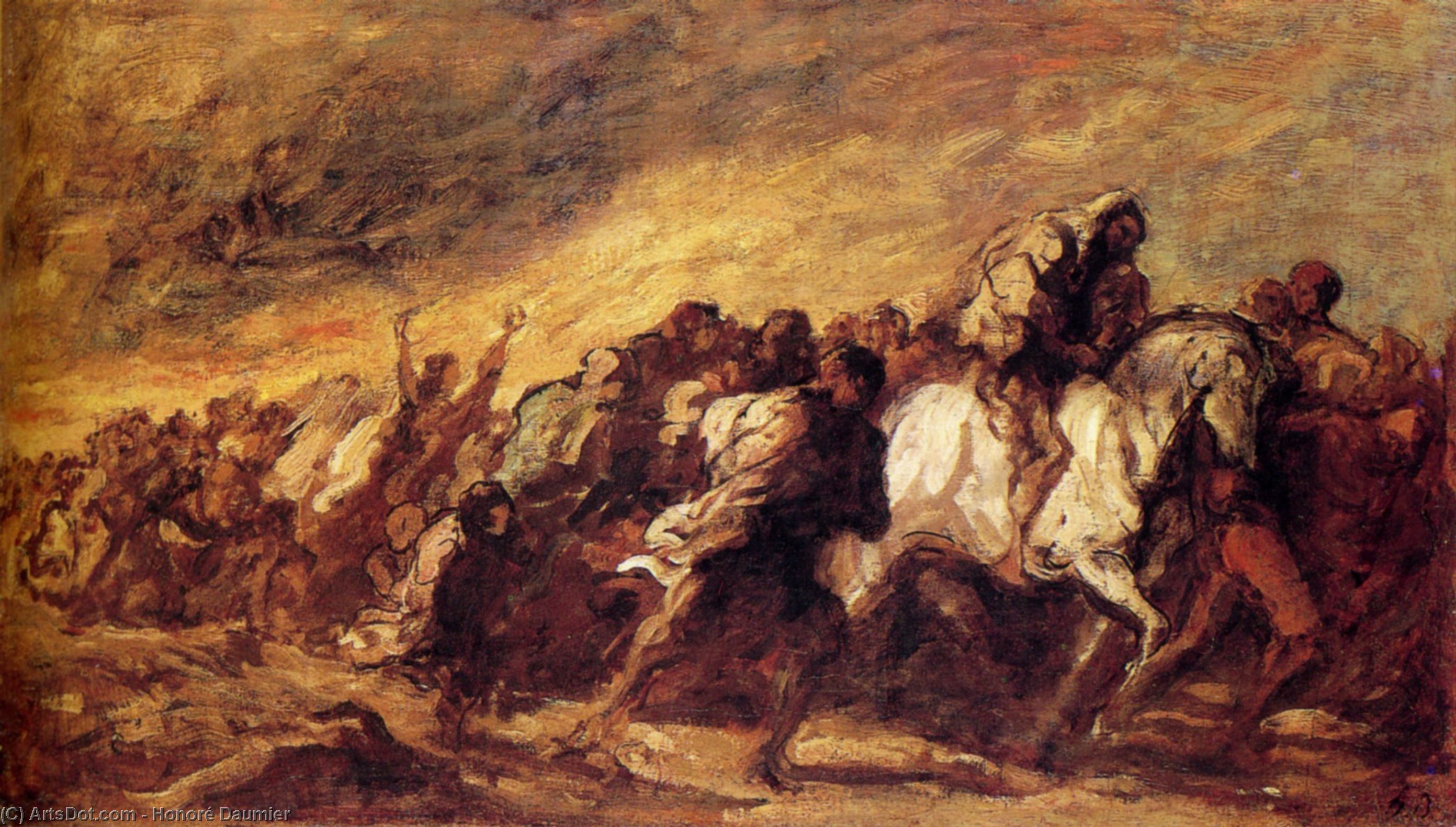 Emigrants Ou Fugitifs, Huile Sur Panneau Fugitive Emigrants Or, Oil On Panel — Honoré Daumier
