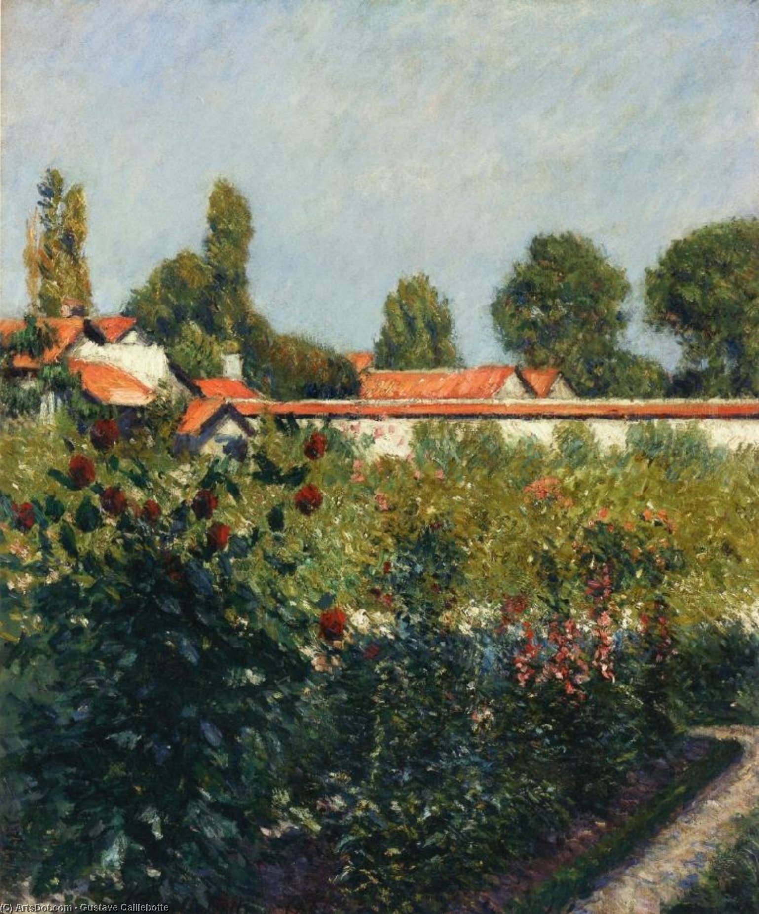 The Garden Of Petit Gennevillers, The Pink Roofs — Gustave Caillebotte