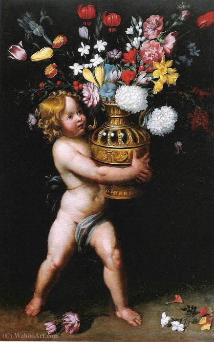 Boy Wearing A Flower Vase — Juan Van Der Hamen