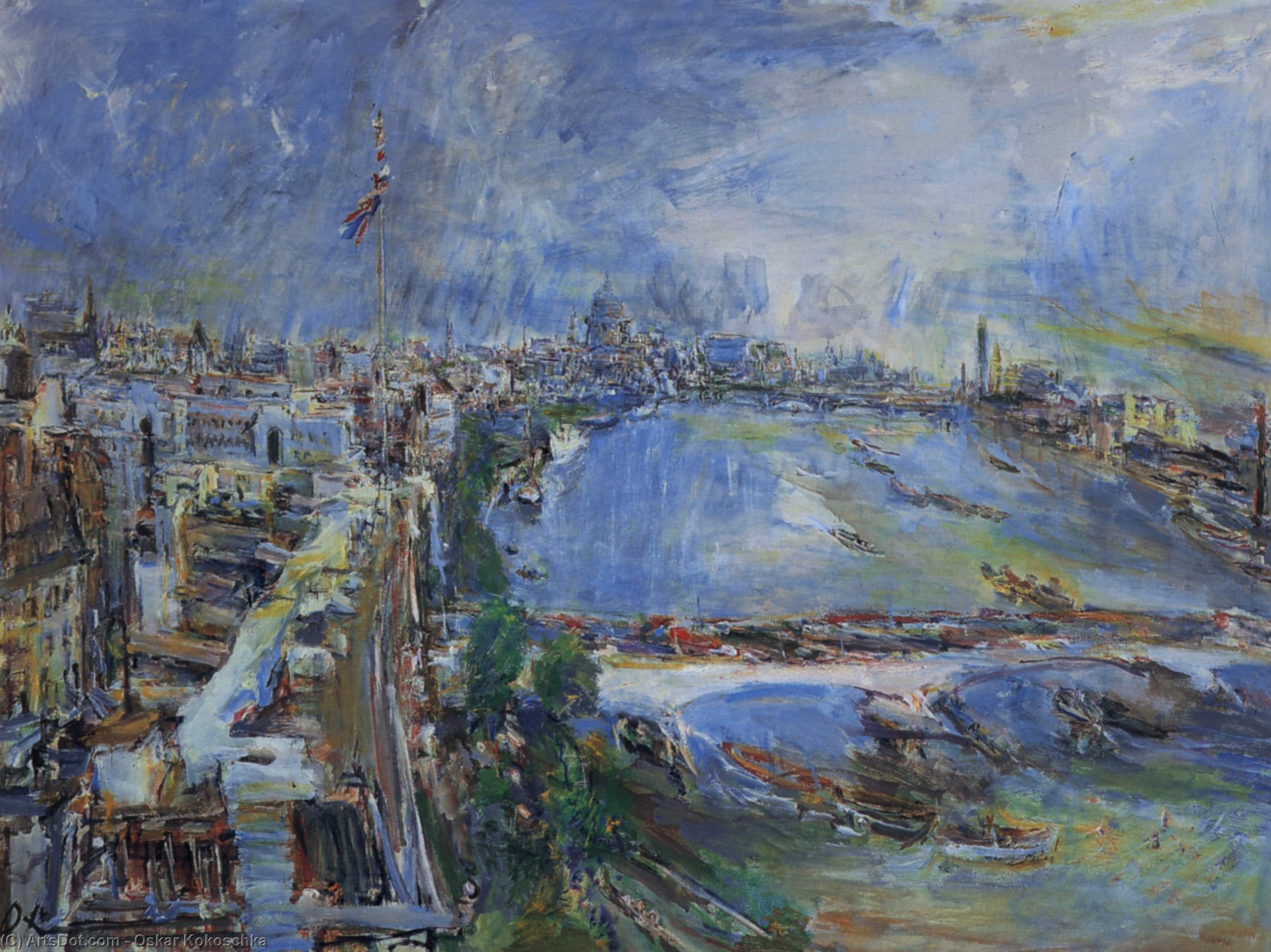 New York, Manhattan Et L'empire State Building, New York, Manhattan And The Empire State Building, Huile Sur Toile, — Oskar Kokoschka