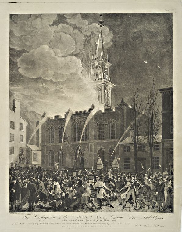The Conflagration Of The Masonic Hall Chestnut Street Philadelphia — John Lewis Krimmel