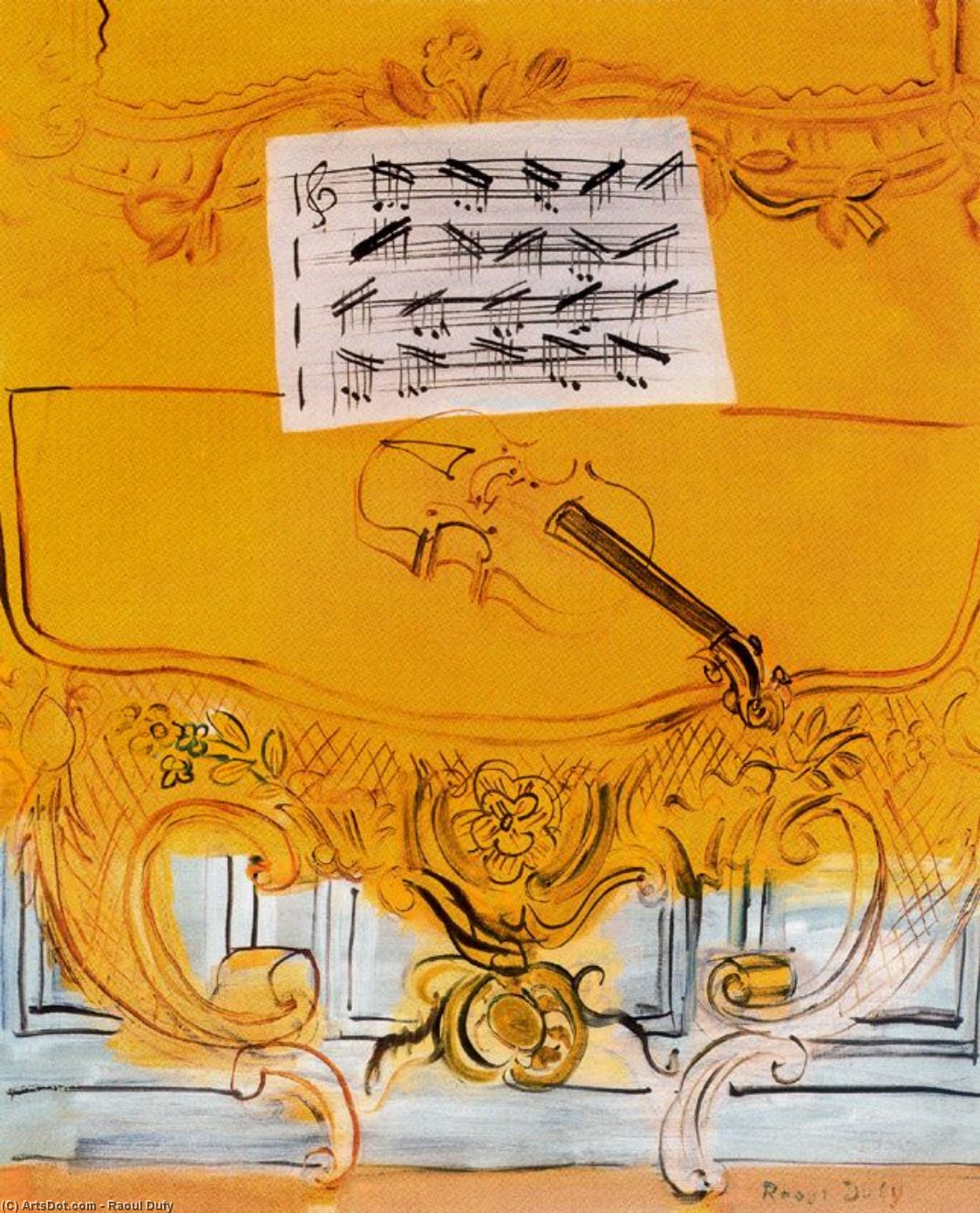 The Console With The Violin Yellow — Raoul Dufy
