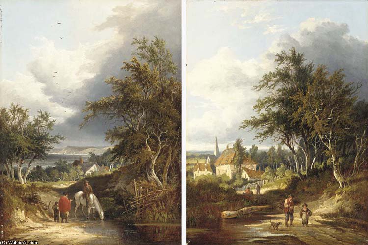 The Meeting; And The Path From The Village Church, The Isle Of Wight — Edward Charles Williams