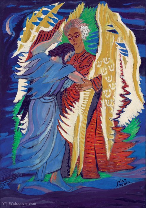 Jacob And The Angel, (1970) — Reuven Rubin