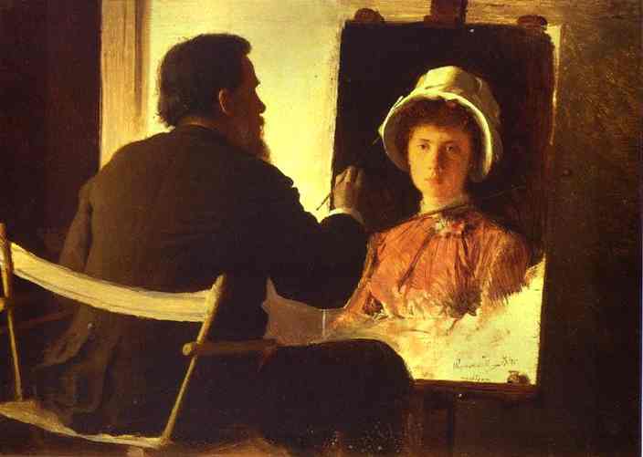 Ivan Kramskoy Working On Portrait Of His Daughter — Ivan Nikolaevich Kramskoy