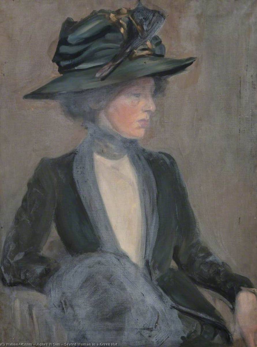 Seated Woman In A Green Hat — Agnes W Sim