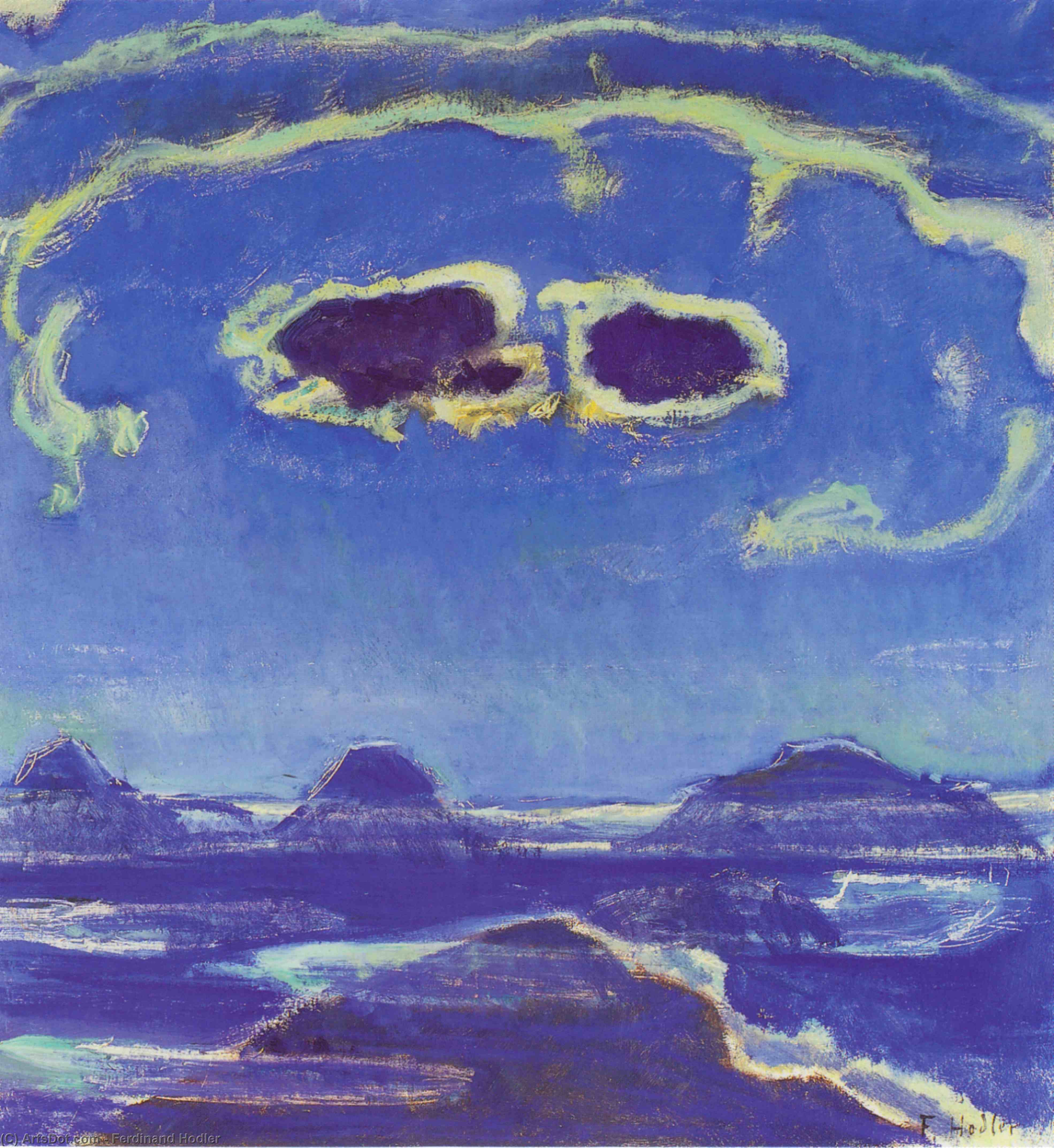 Eiger, Mönch Y Jungfrau A La Luz De La Luna — Ferdinand Hodler