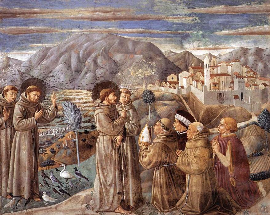 Preaching To The Birds And Blessing Montefalco — Benozzo Gozzoli