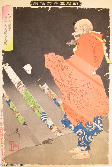Kobayakawa Takakage Debating With The Tengu — Tsukioka Yoshitoshi