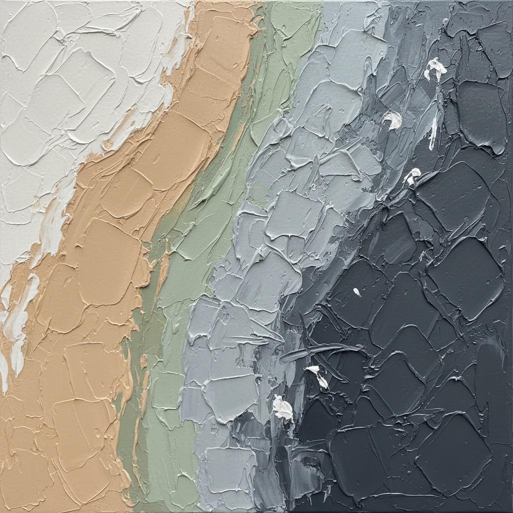 Estratos Etéreos De Ocre Y Pizarra En Relieve De Impasto Escultórico — David Moreau