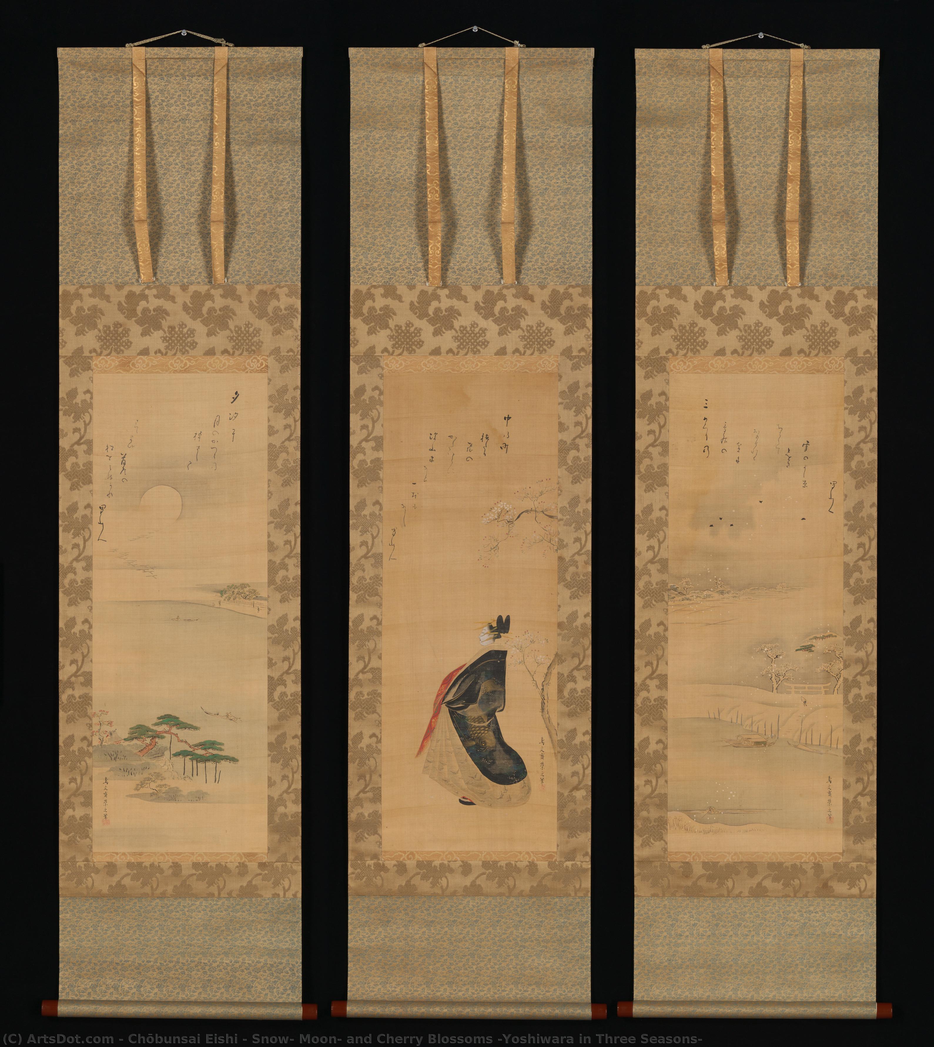 Snow, Moon, And Cherry Blossoms (yoshiwara In Three Seasons) — Chobunsai Eishi