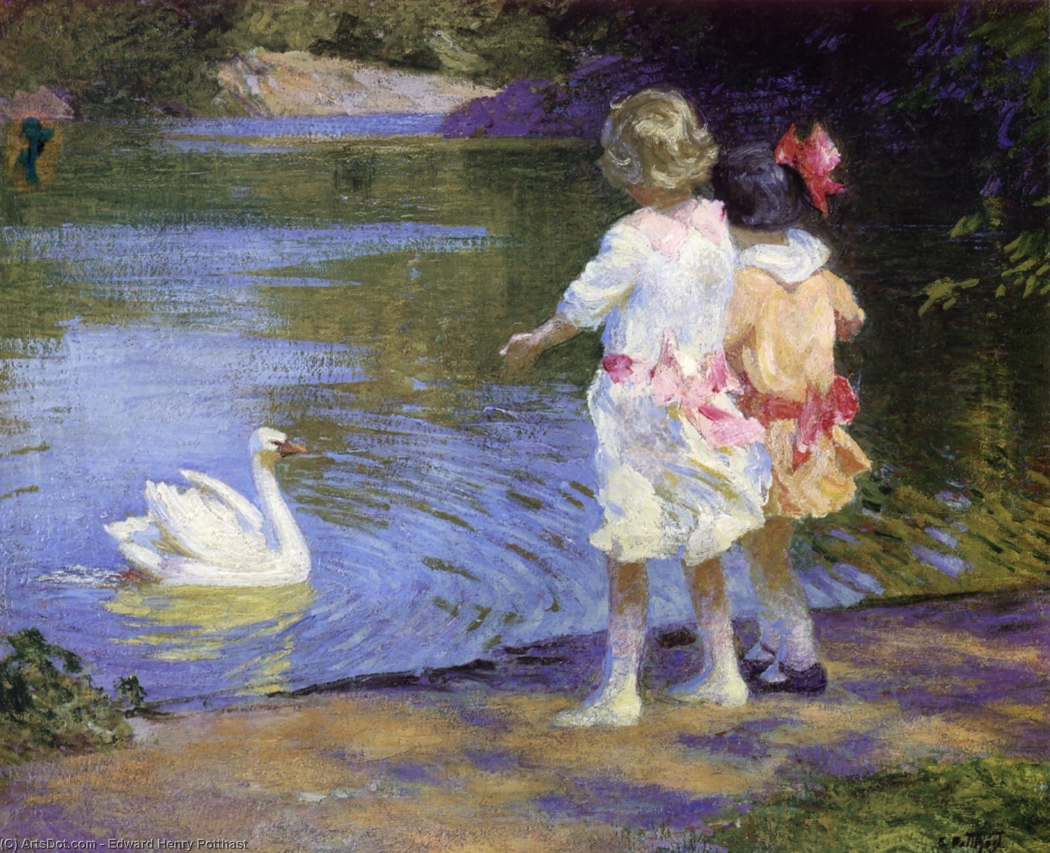 Children With A Swan — Едвард Хенри Потаст
