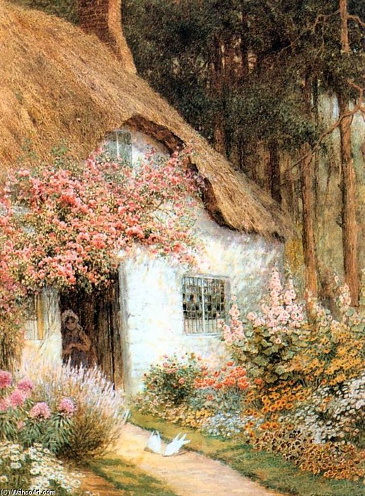Doves Before Cottage — Arthur Claude Strachan