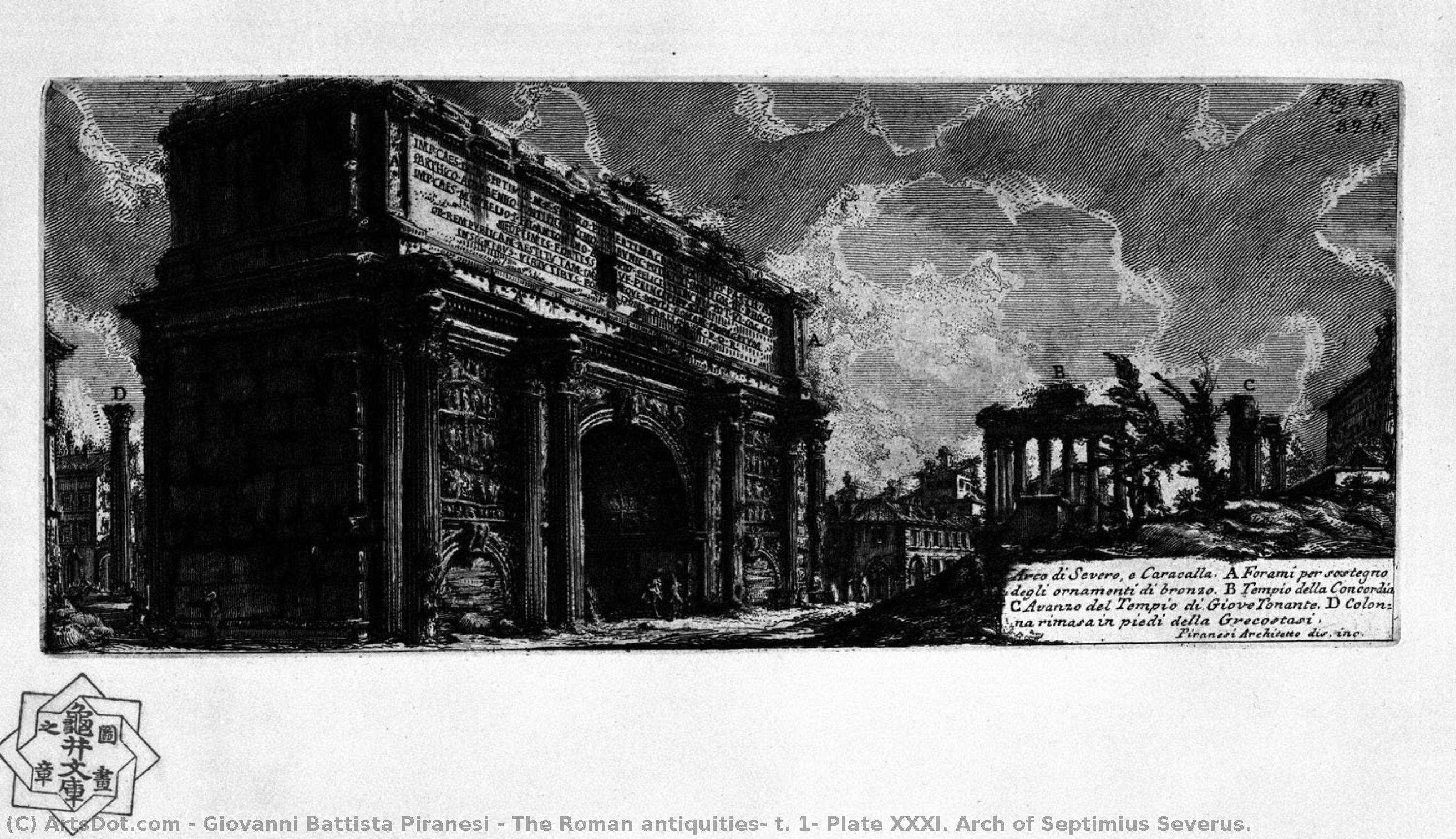 The Roman Antiquities, T. 1, Plate Xxxi. Arch Of Septimius Severus. — Giovanni Battista Piranesi