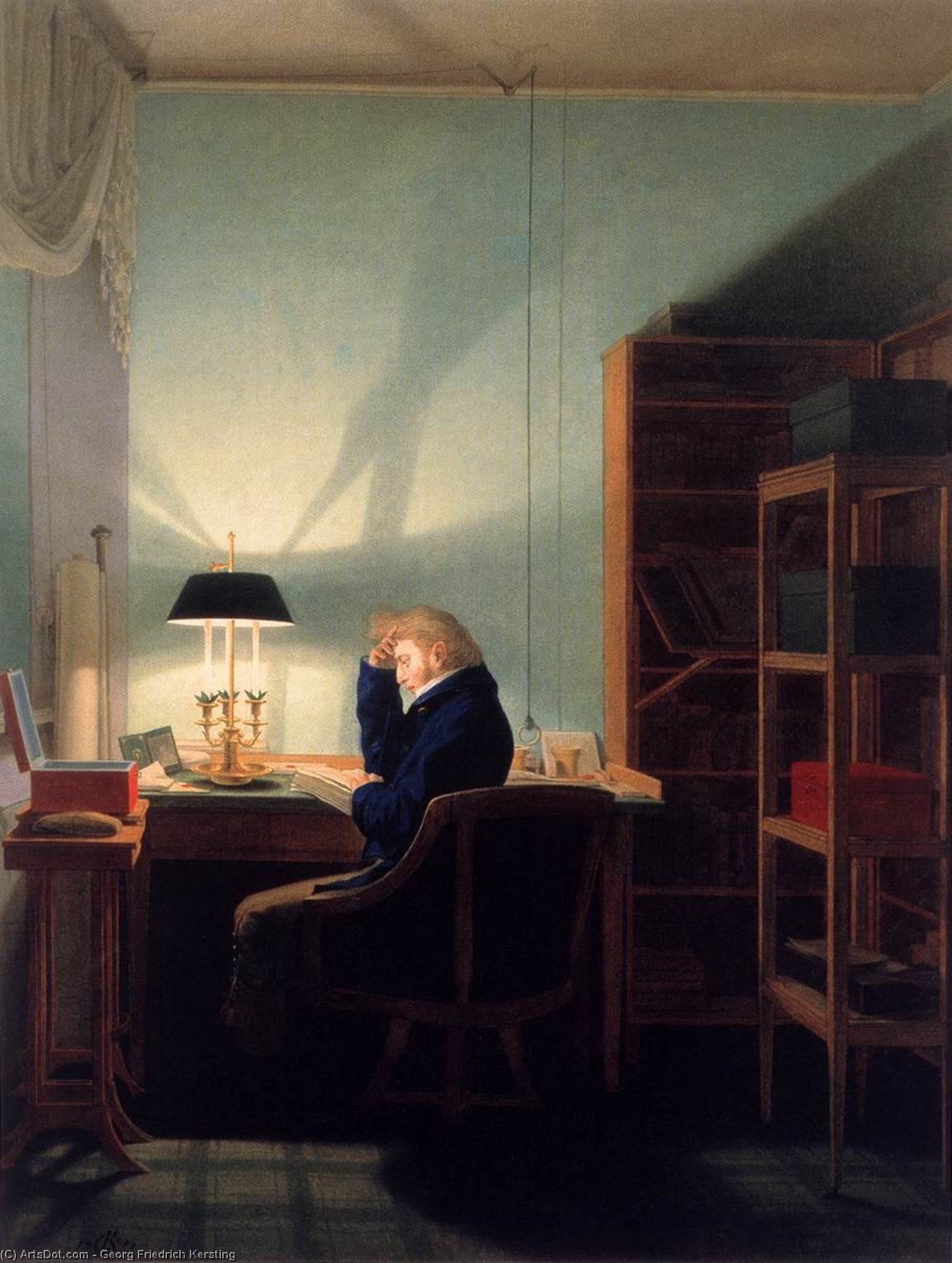 Man Reading At Lamplight — Georg Friedrich Kersting