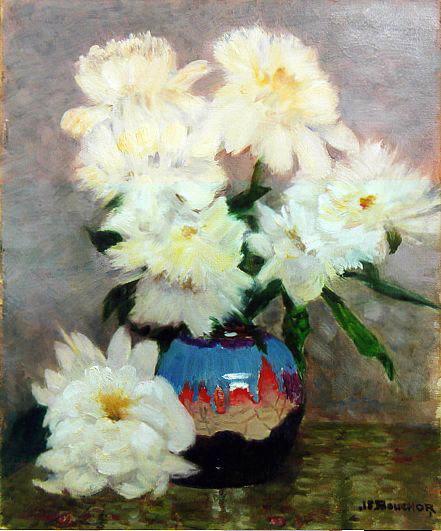 Pivoines Blanches Au Vase De Chine (titre Inscrit) — Joseph-félix Bouchor