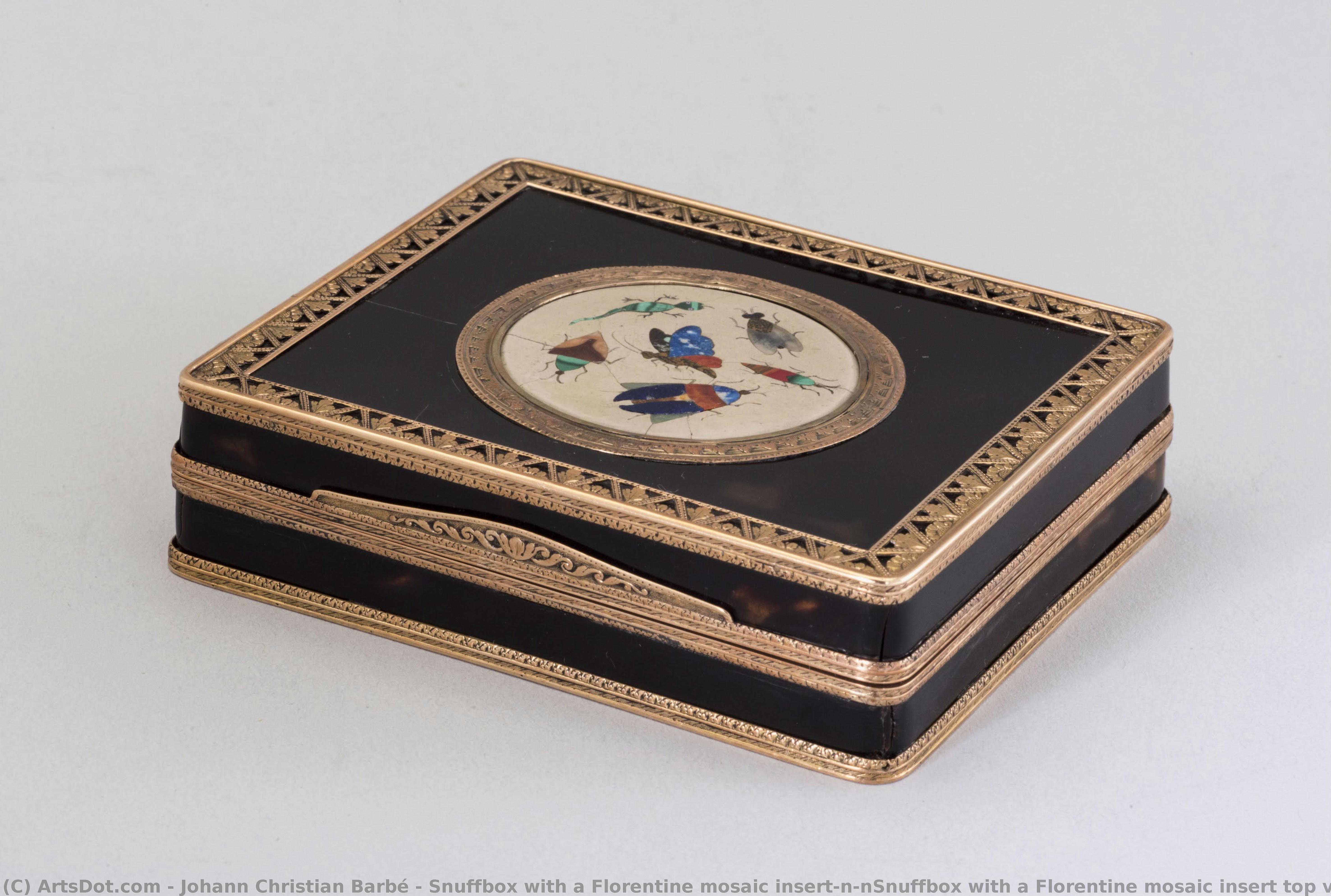 Snuffbox With A Florentine Mosaic Insert\n\nsnuffbox With A Florentine Mosaic Insert Top View — Johann Christian Barbé
