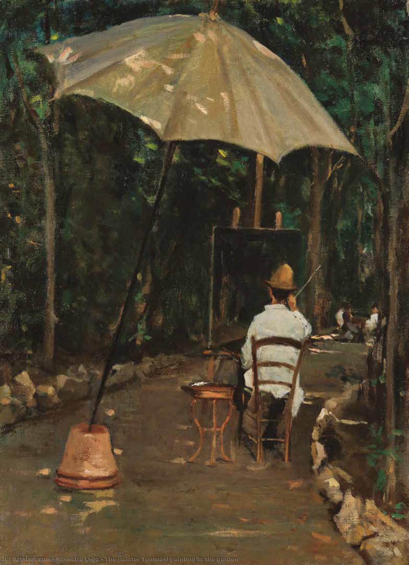 The Painter Tommasi Painting In The Garden — Silvestro Lega