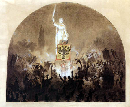 The Celebration Of The German Unit Before Germania — Emanuel Gottlieb Leutze