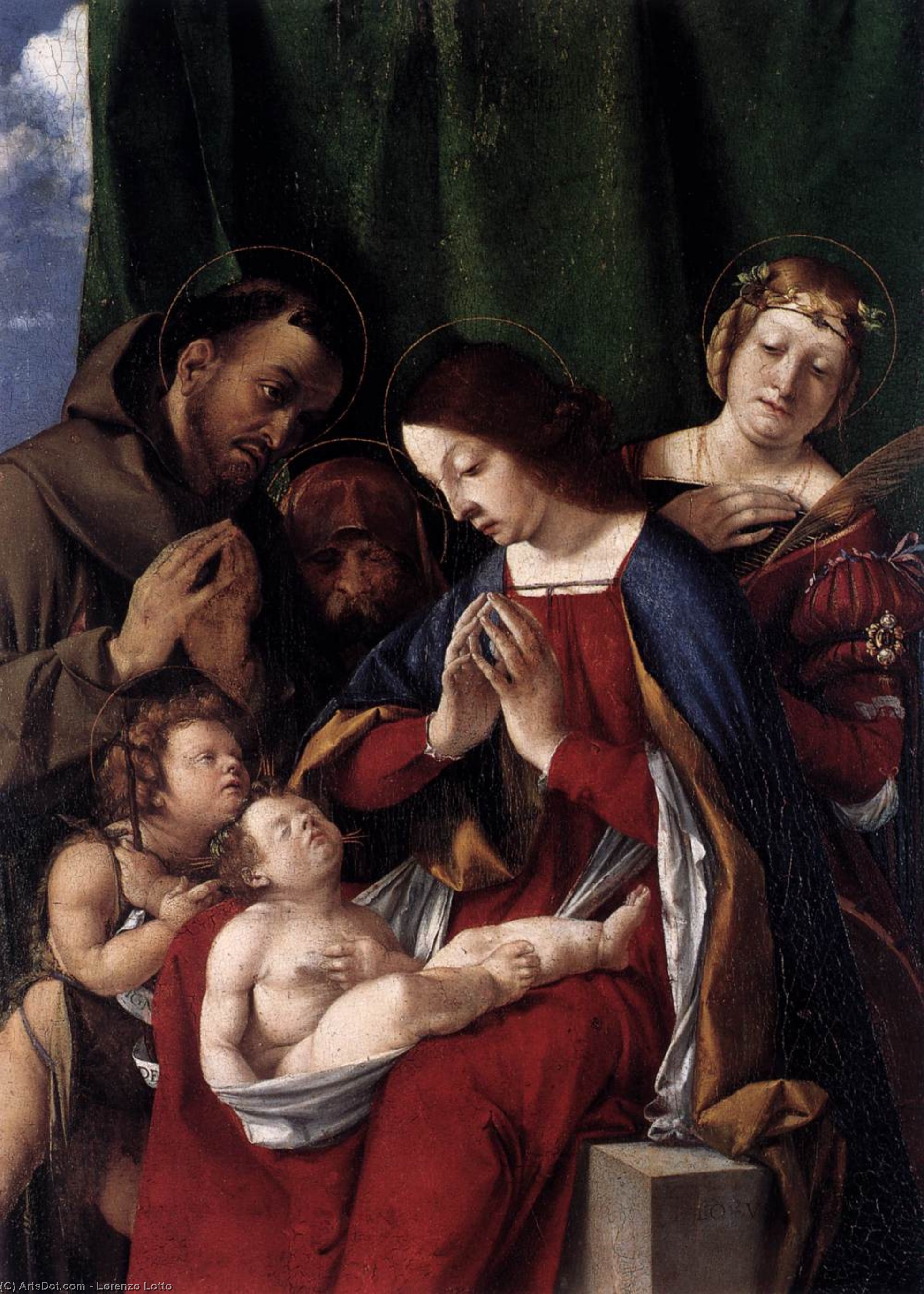 Madonna And Child With Sts Francis, John The Baptist, Jerome, And Catherine — Лоренцо Лото