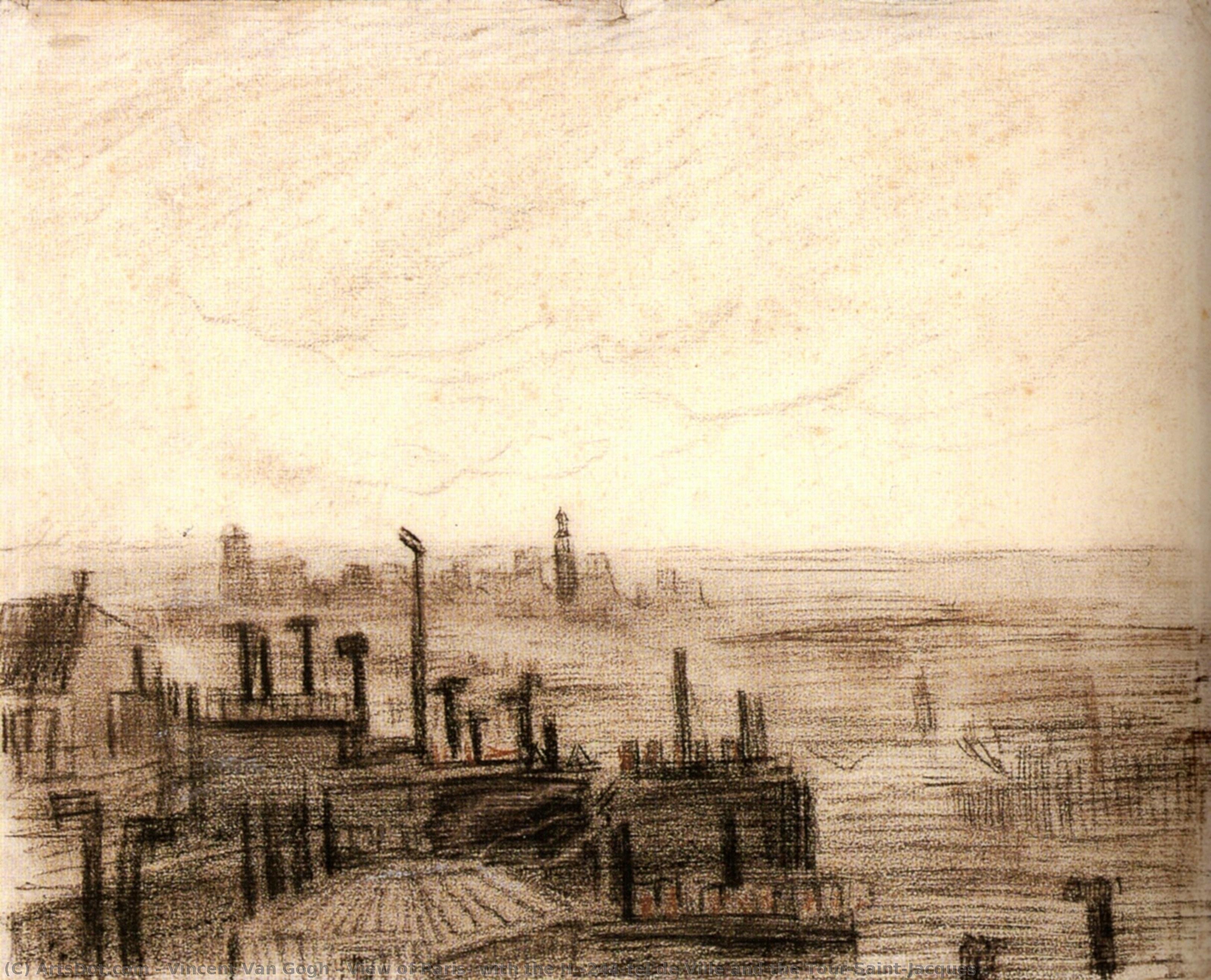 Ansicht Von Paris Mit Dem Hôtel De Ville Und Der Tour Saint Jacques — Vincent Willem Van Gogh