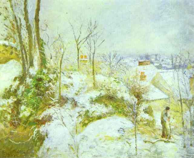Hüttenidylle In Pontoise Im Schnee — Camille Pissarro