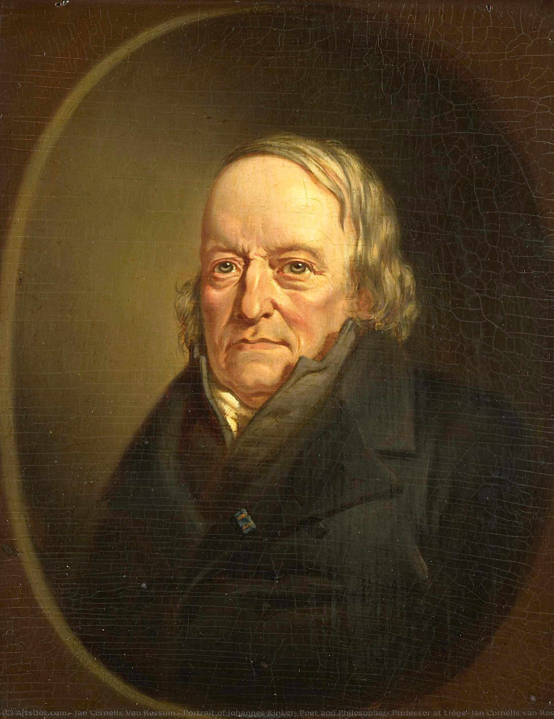 Portrait Of Johannes Kinker, Poet And Philosopher, Professor At Liège, Jan Cornelis Van Rossum, 1840 - 1845 — Jan Cornelis Van Rossum