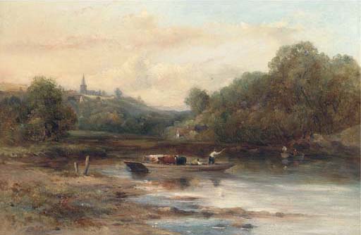 The Cattle Crossing, Near Norwich — Frederick Waters (william) Watts