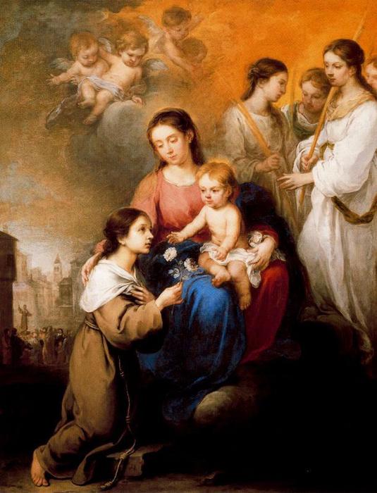 La Virgen Y El Niño Con Santa Rosalía De Palermo — Bartolomé Esteban Murillo
