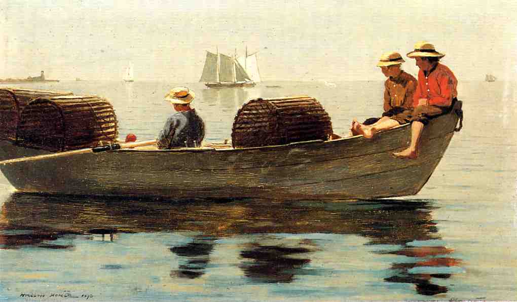 Three Boys In A Dory — Винслоу Хомер