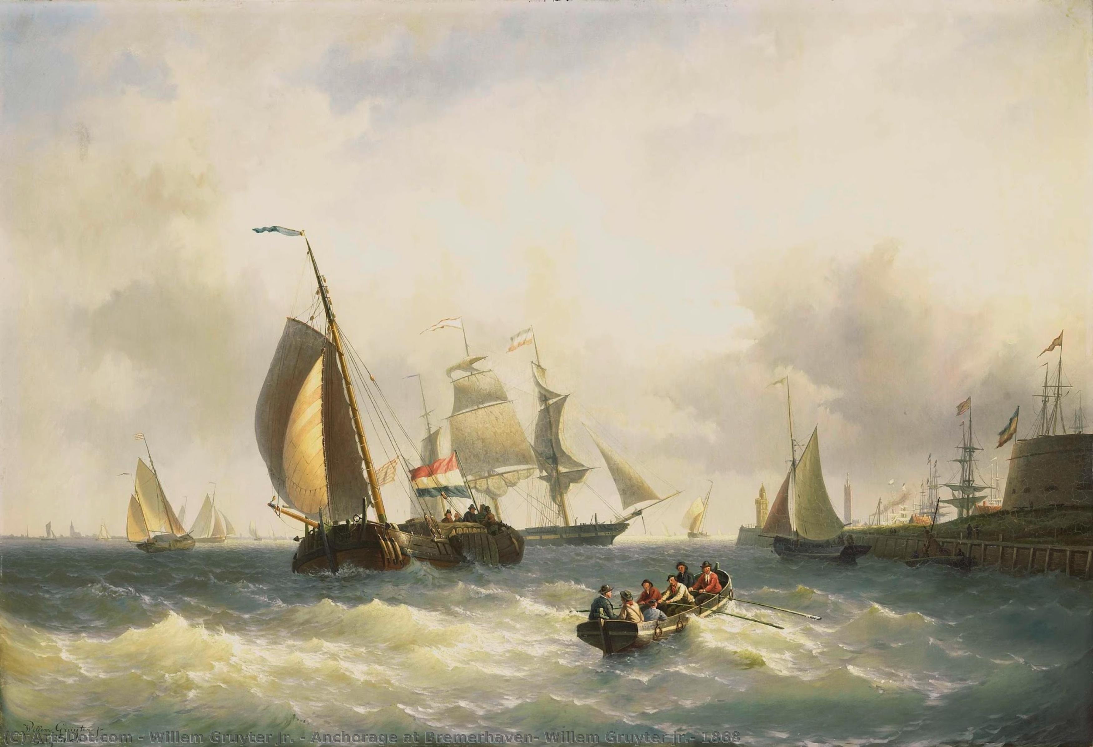 Anchorage At Bremerhaven, Willem Gruyter Jr., 1868 — Willem Gruyter Jr.