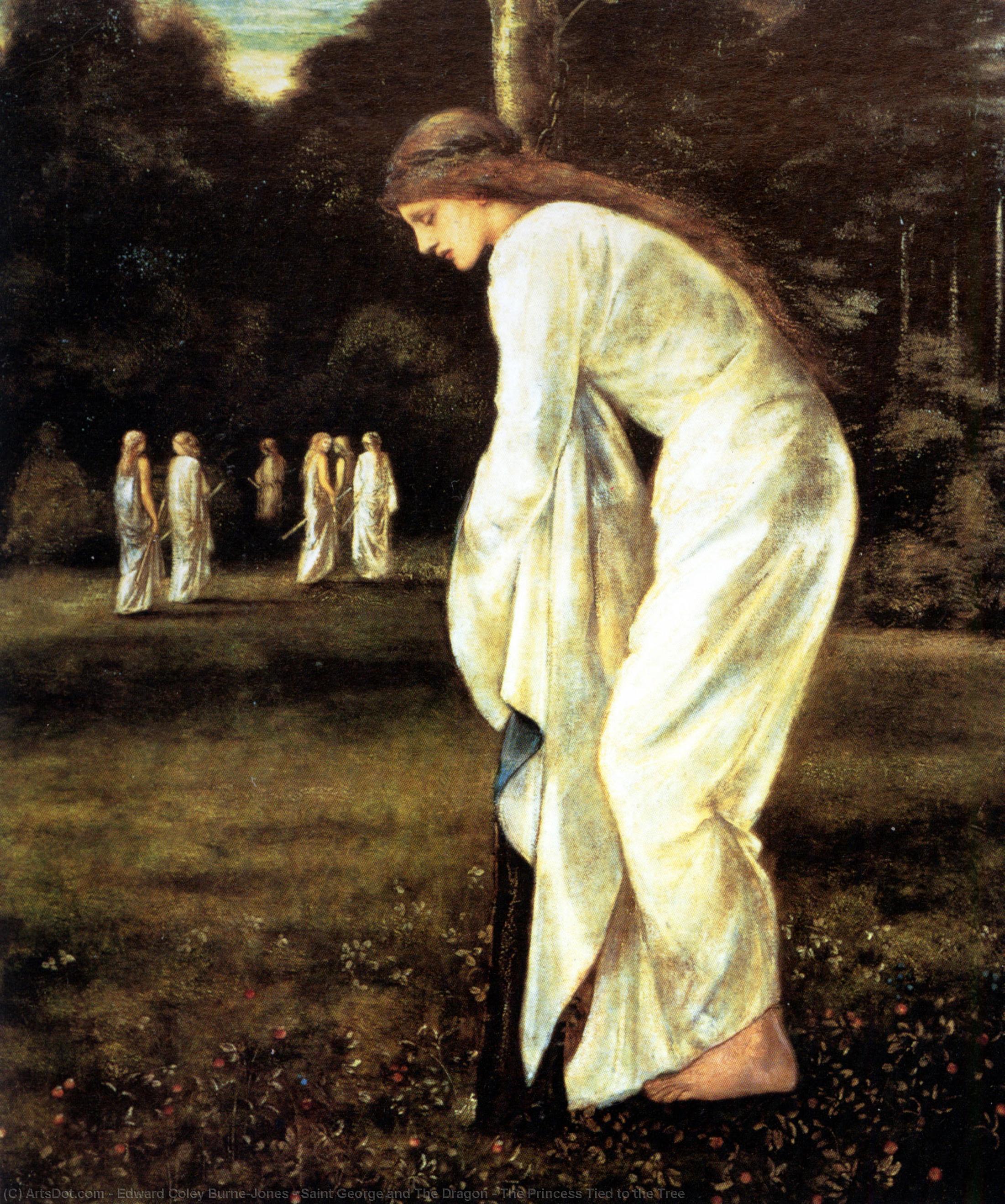 Saint George And The Dragon - The Princess Tied To The Tree — Edward Coley Burne-jones