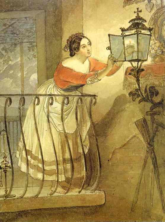 Italian Woman Lightning A Lamp Before The Image Of Madonna — Karl Pavlovich Bryullov