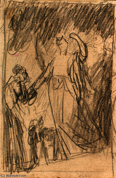 Study Of A Figure Kneeling Before And Angel — George Romney