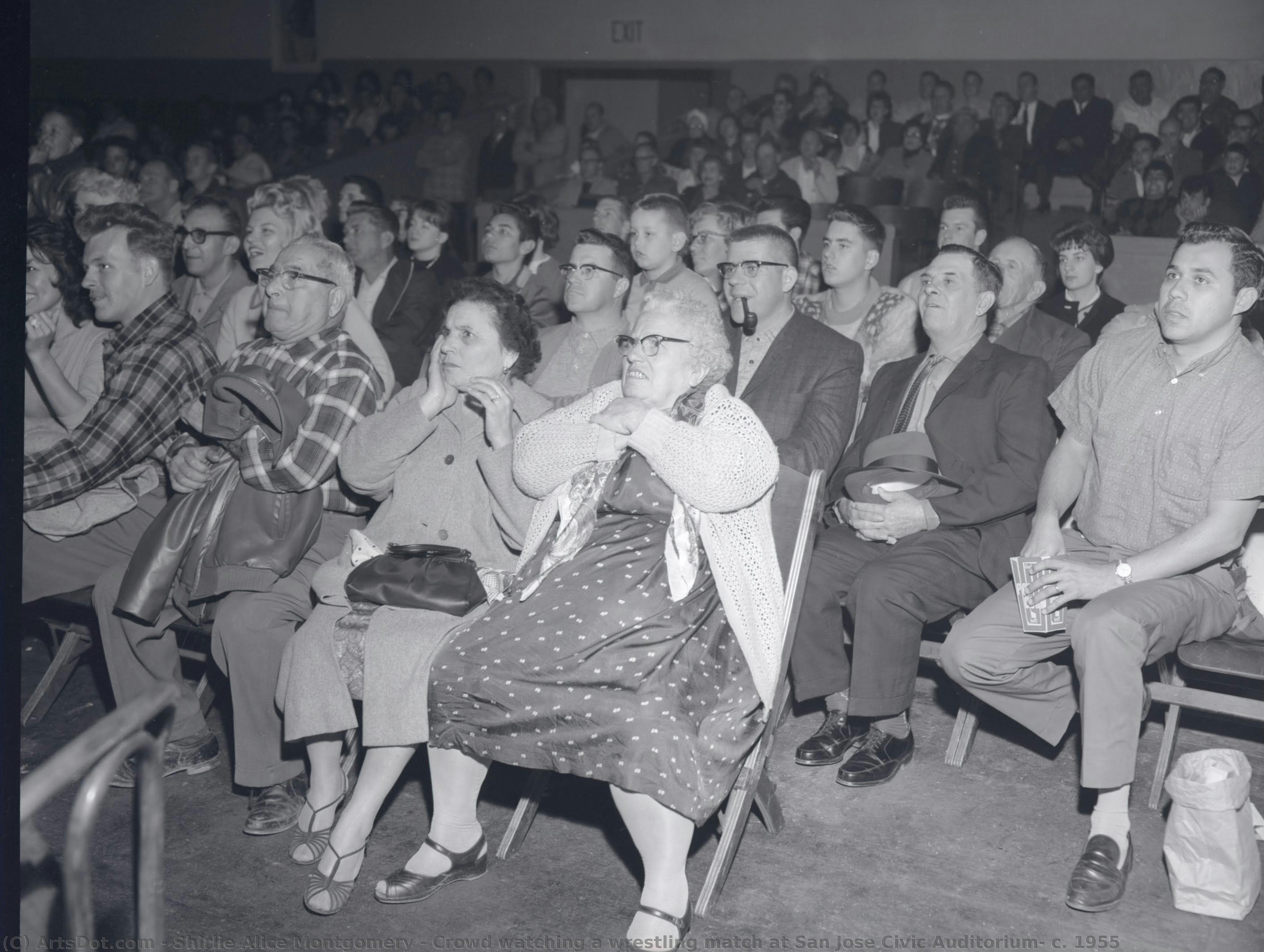 Crowd Watching A Wrestling Match At San Jose Civic Auditorium, C. 1955 — Shirlie Alice Montgomery