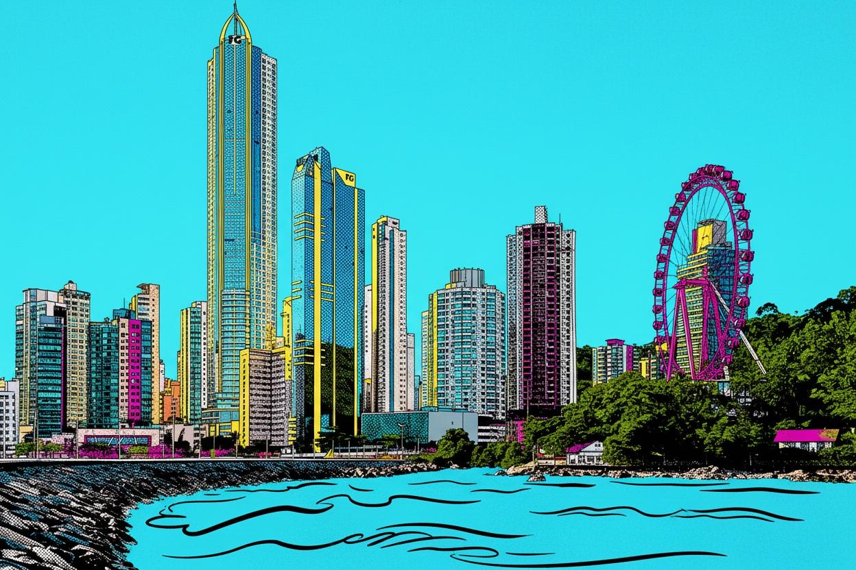 Cyan Skyline: A Geometric Serenade — Isabelle Renard