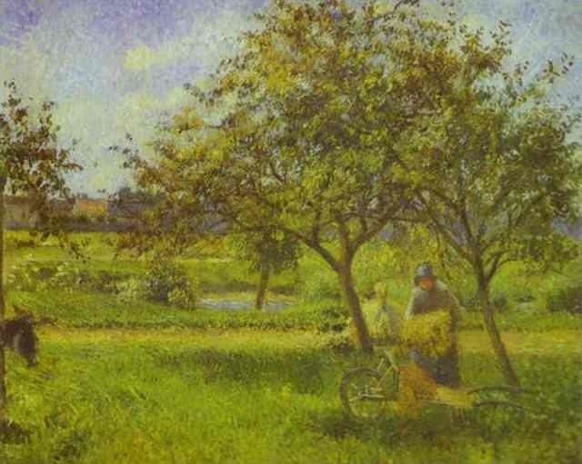 The Wheelbarrow, Orchard — Camille Pissarro