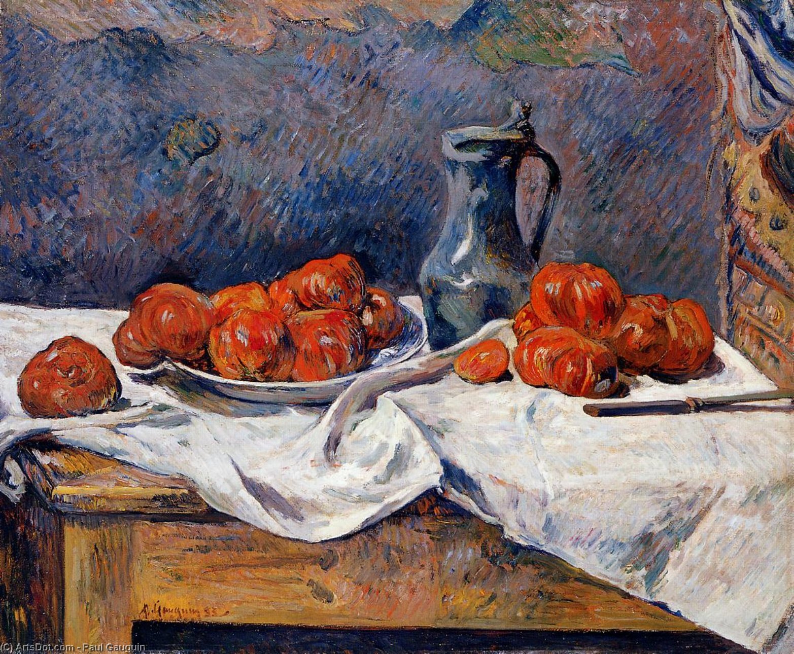 Tomatoes And A Pewter Tankard On A Table — Eugène Henri Paul Gauguin